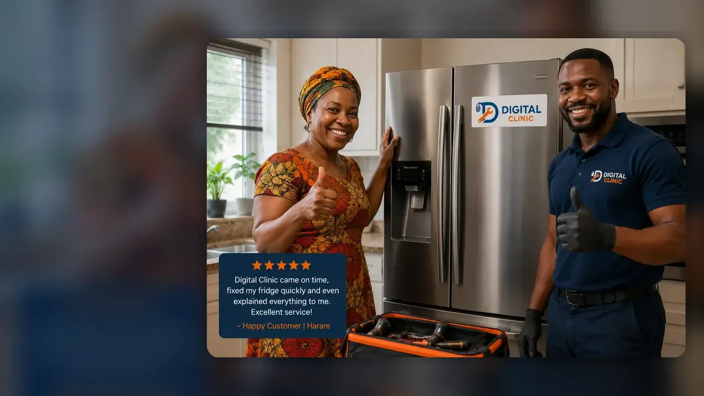 Happy Digital Clinic customer after fridge repair